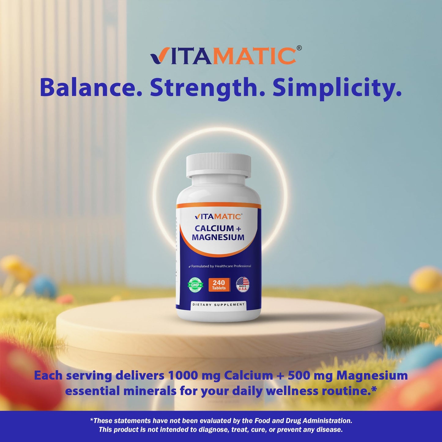 Vitamatic Calcium Magnesium Complex Tablets, 240 Count