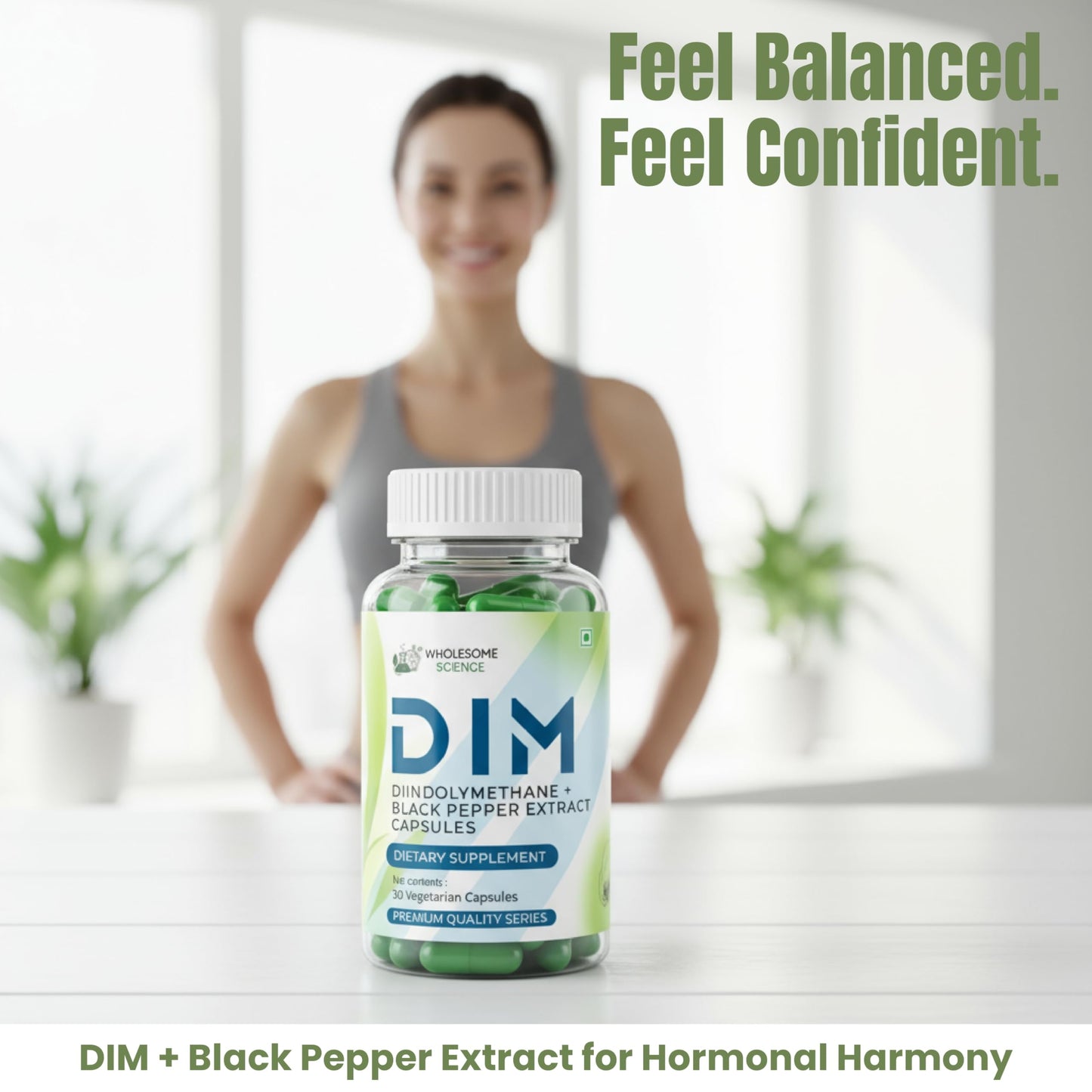 WHOLESOME SCIENCE DIM Diindolylmethane 200 mg with Black Pepper Extract Capsules, 30 Capsules