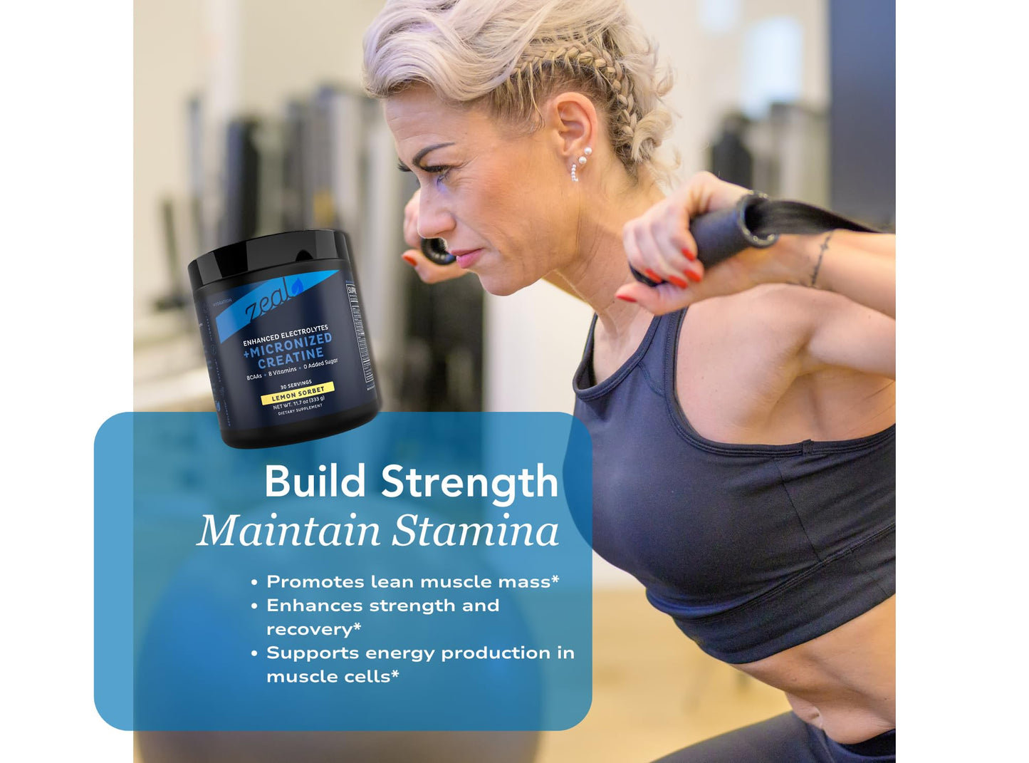Zeal Naturals Creatine with Electrolytes & Brain Health Nootropics Powder 11.1 Ounce