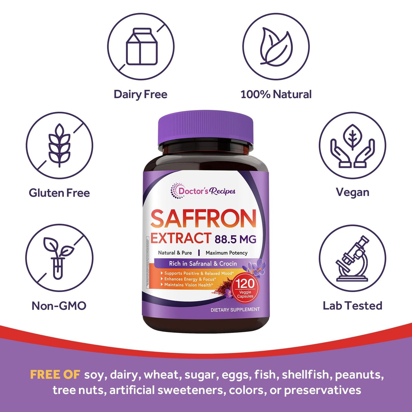Doctor's Recipes Saffron Supplements Capsules 120