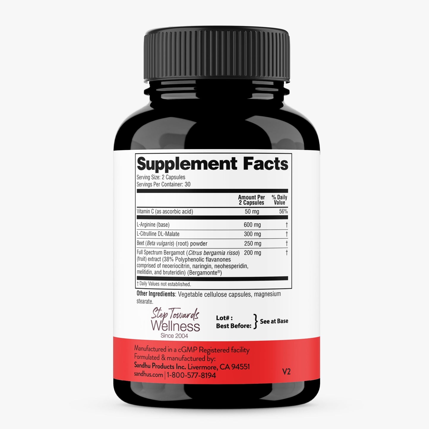 Sandhu's L-Arginine with Nitric Oxide Precursor Capsules, 60 Count