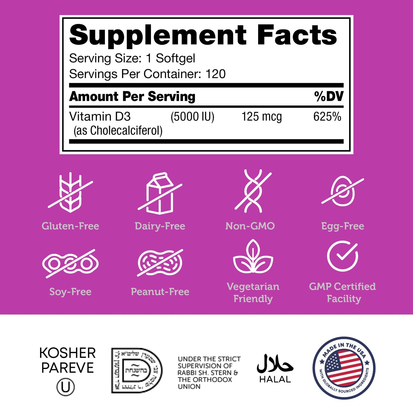 Zahler Advanced Vitamin D3 5000 IU Softgels 120 Count