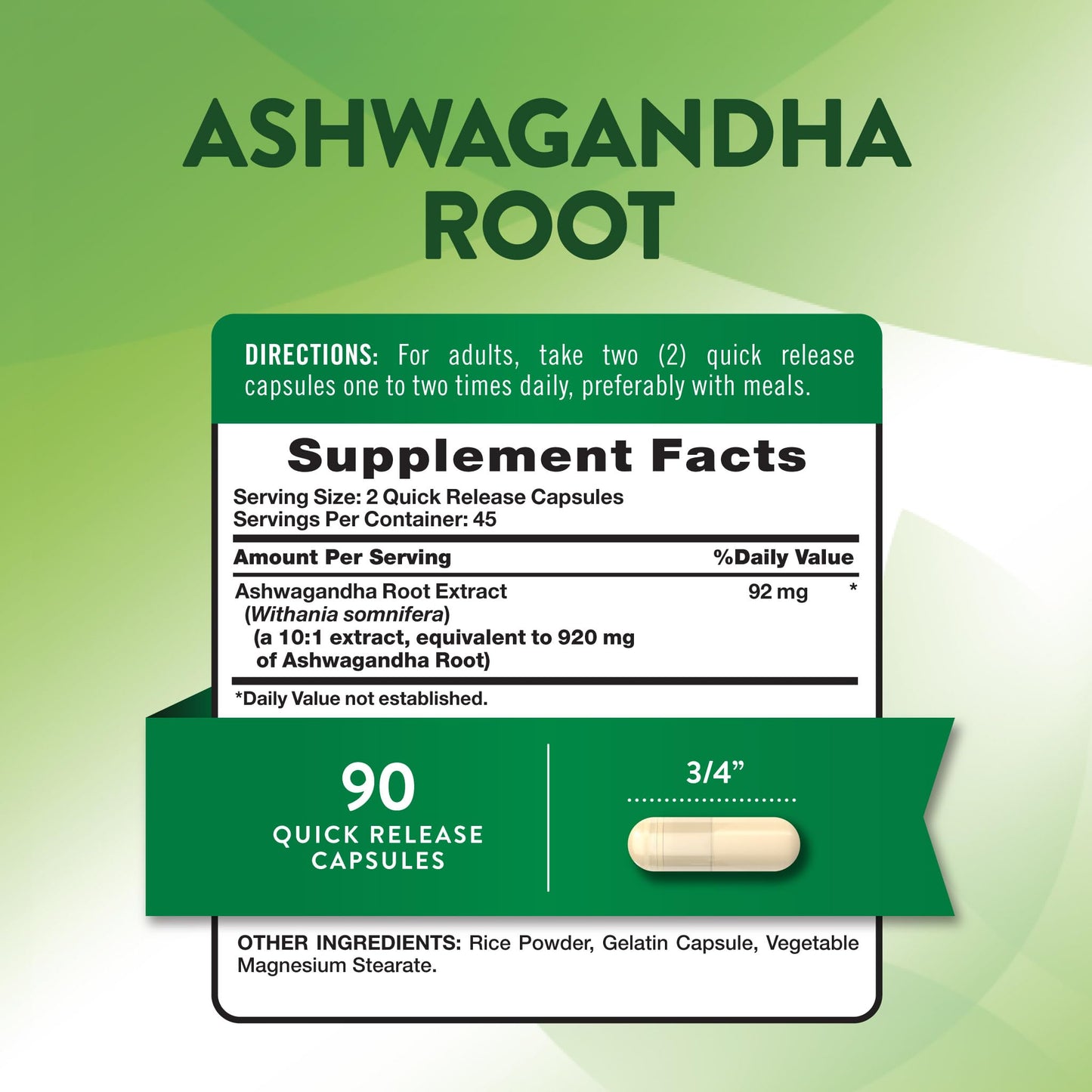 Nature's Truth Ashwagandha Capsules 90 Count