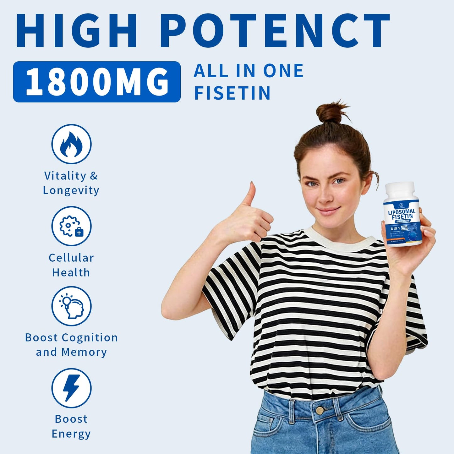 VITACRLLYNMN 1800mg Fisetin Supplement with Advanced Liposomal Delivery, 98% Pure Fisetin Antioxidant for Healthy Aging, Non-GMO, 120 Capsules