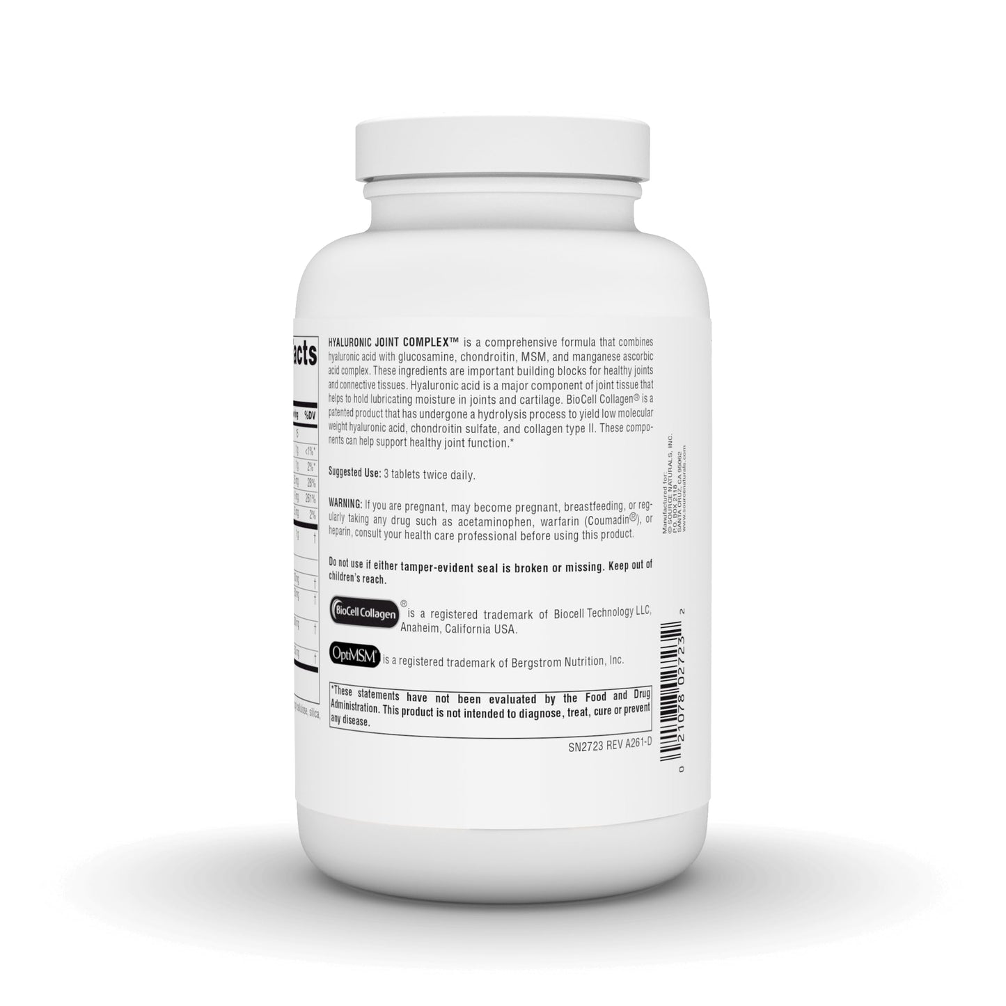 Source Naturals Hyaluronic Joint Complex with Glucosamine, Chondroitin & MSM Extra Strength Tablets, 240