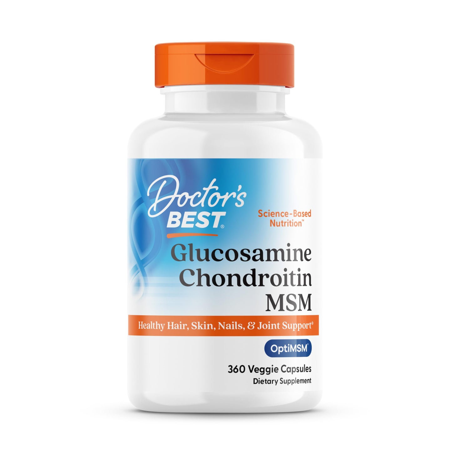 Doctor's Best Glucosamine Chondroitin MSM with OptiMSM, Joint Support Supplement, 360 Capsules