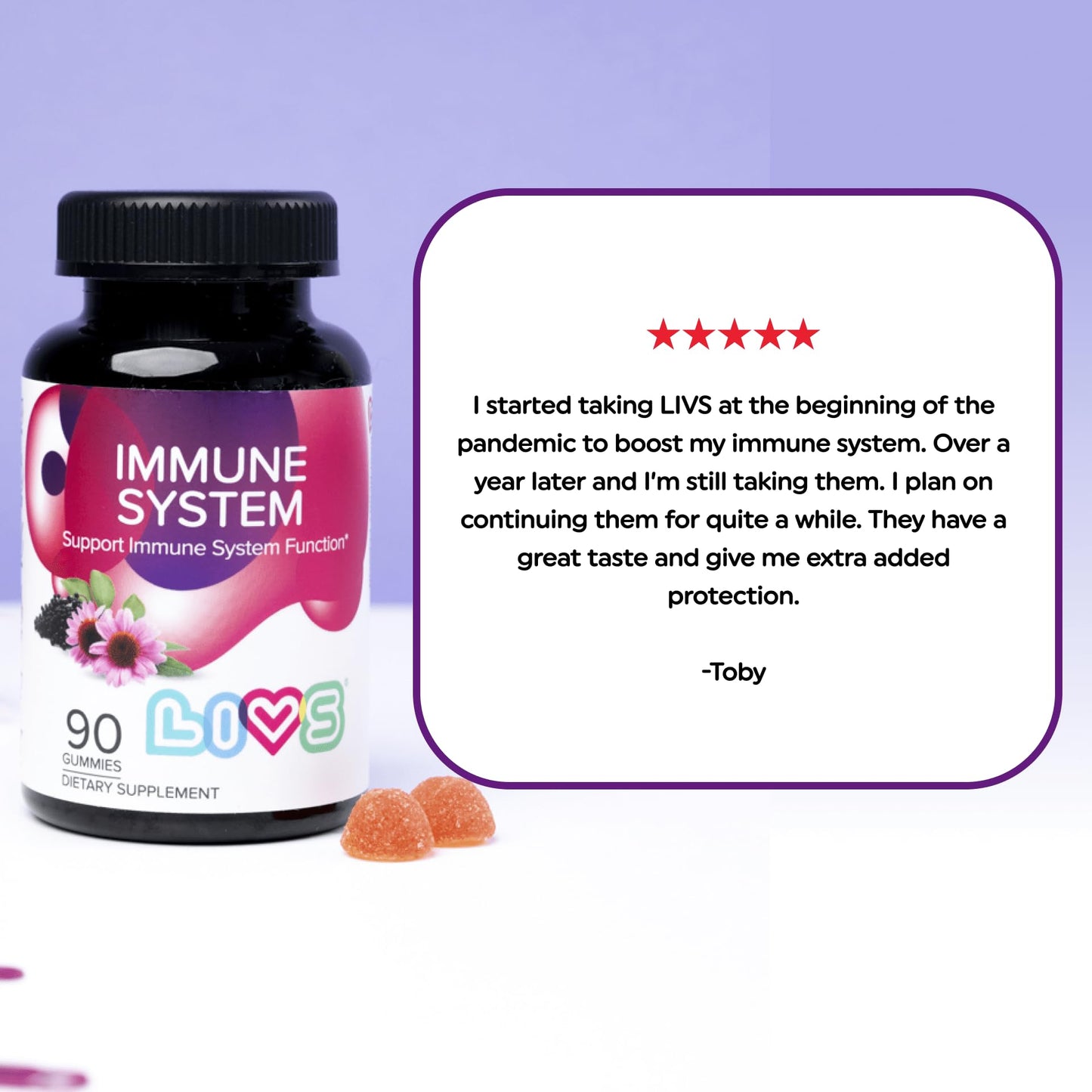 LIVS Immune System Elderberry Gummies 90 Ct