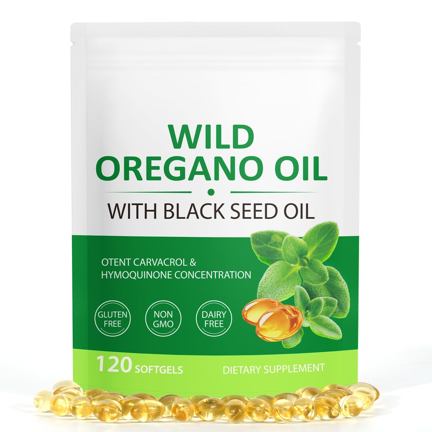 Ruduwu Oil of Oregano with Black Seed Oil 6000mg Oregano Oil Capsules, 120 Capsules