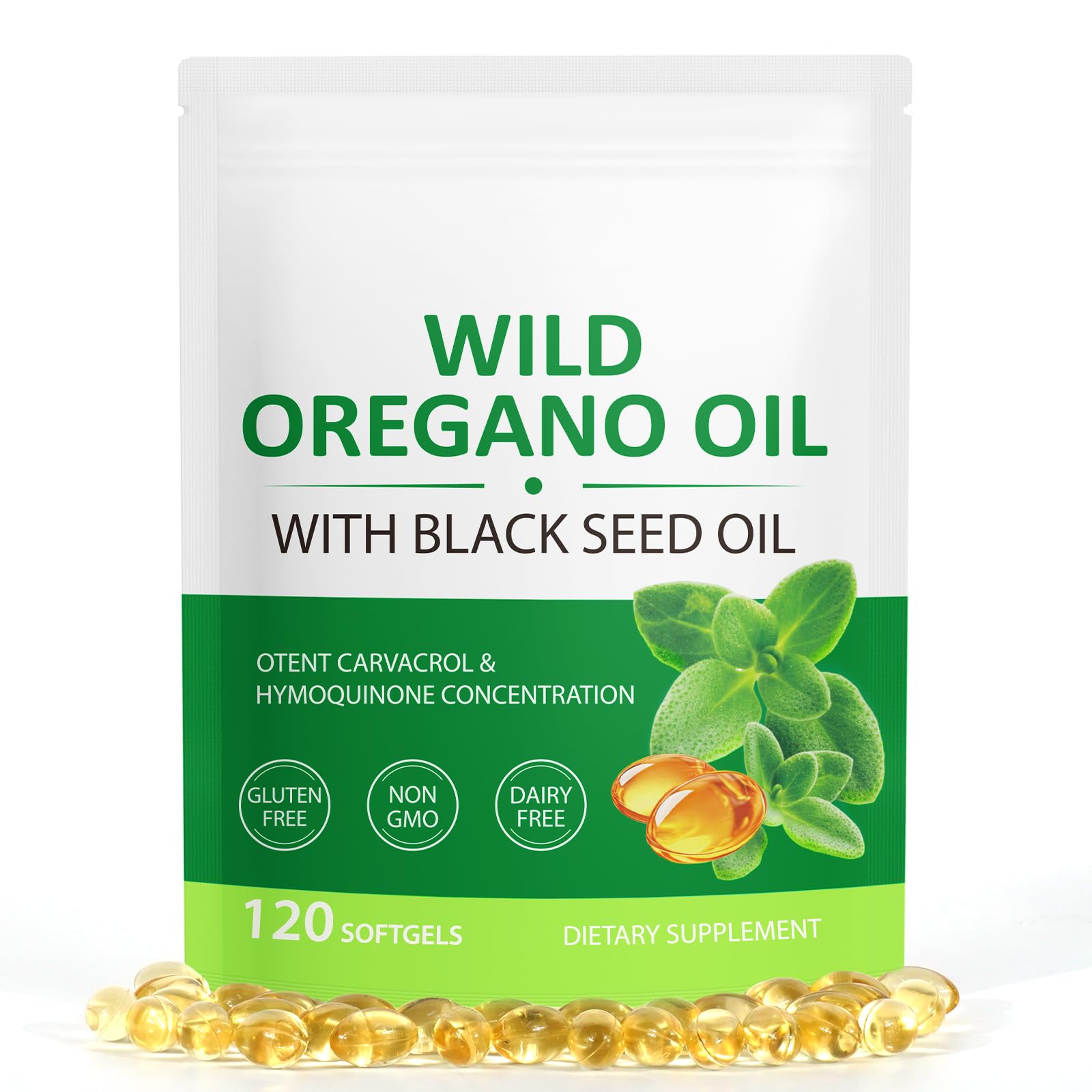 Ruduwu Oil of Oregano with Black Seed Oil 6000mg Oregano Oil Capsules, 120 Capsules