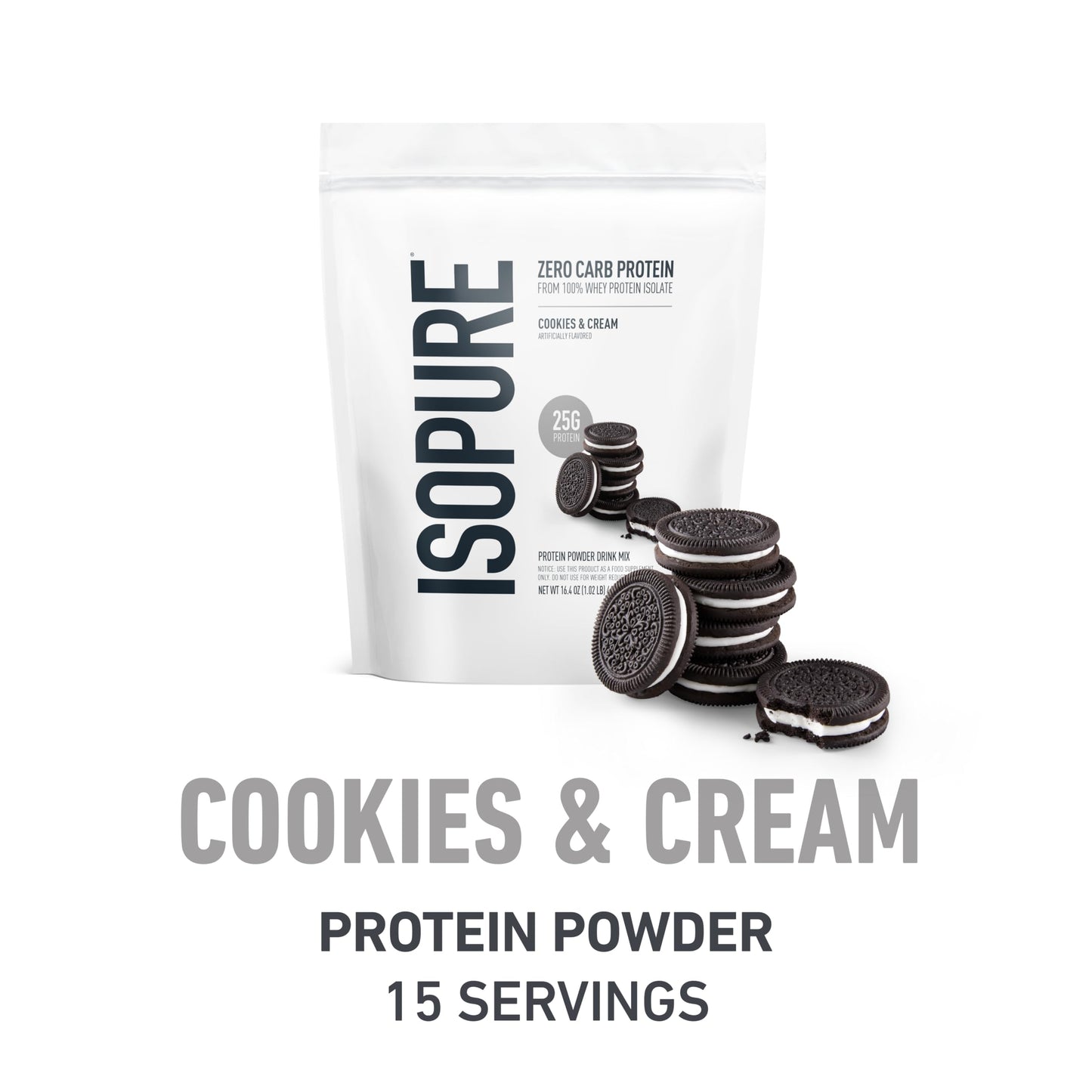 Isopure Zero Carb 100% Pure Whey Isolate Protein Powder Cookies & Cream, 1 lb + Isopure 100% Pure Creatine Monohydrate Powder, 100 Servings