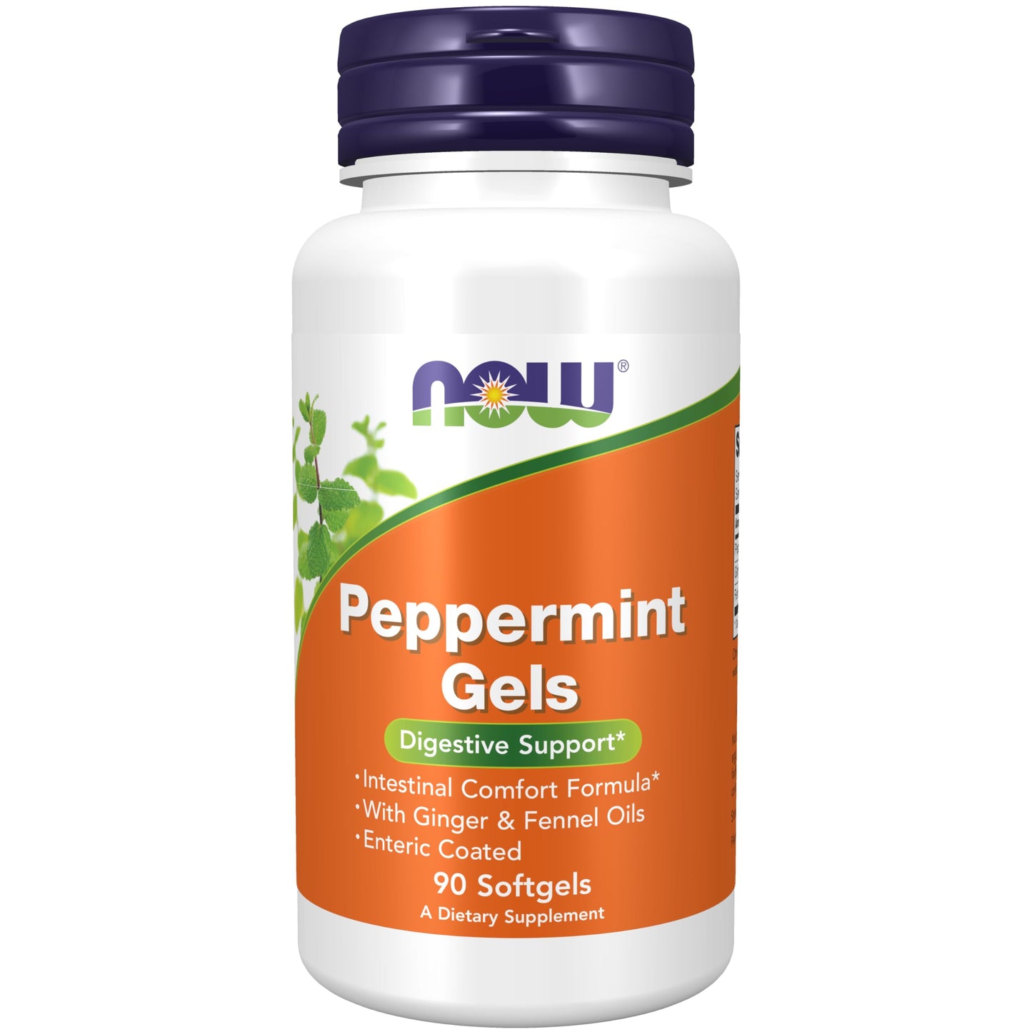 NOW Foods Peppermint Gels with Ginger & Fennel Oils Enteric Coated Digestive Support Softgels, 90 Count