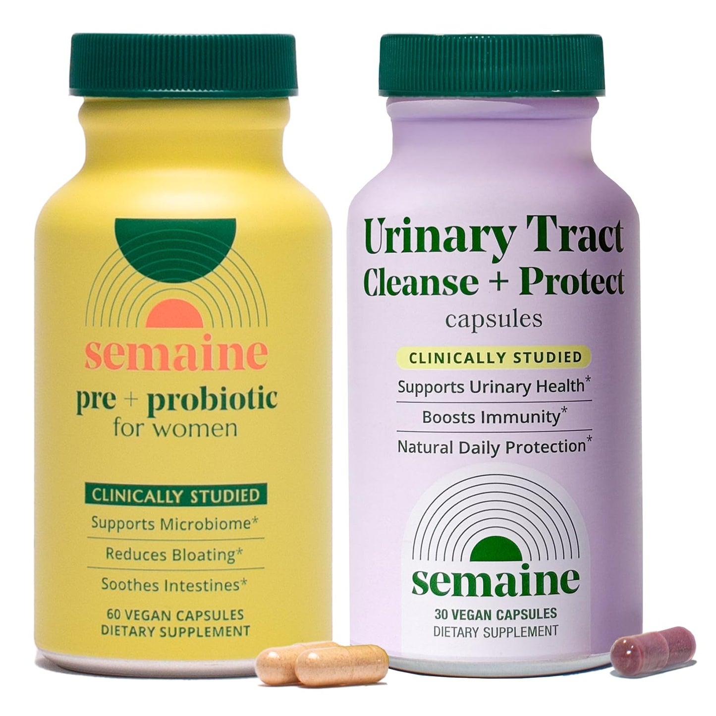 Semaine Urinary Tract & Gut Bundle for Women, Bladder Comfort + Gut Health Support, Clinically-Studied Ingredients, 90 Capsules