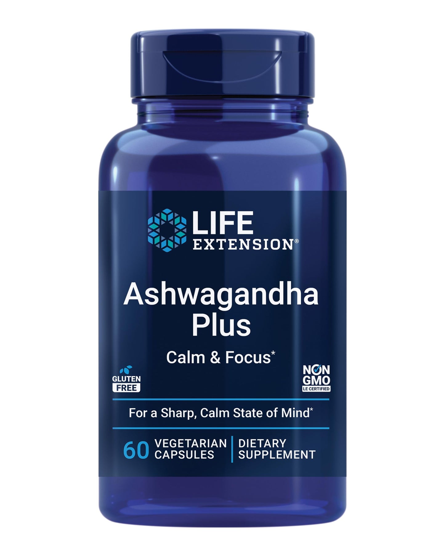 Life Extension Ashwagandha Plus Calm and Focus Capsules, 60 Count