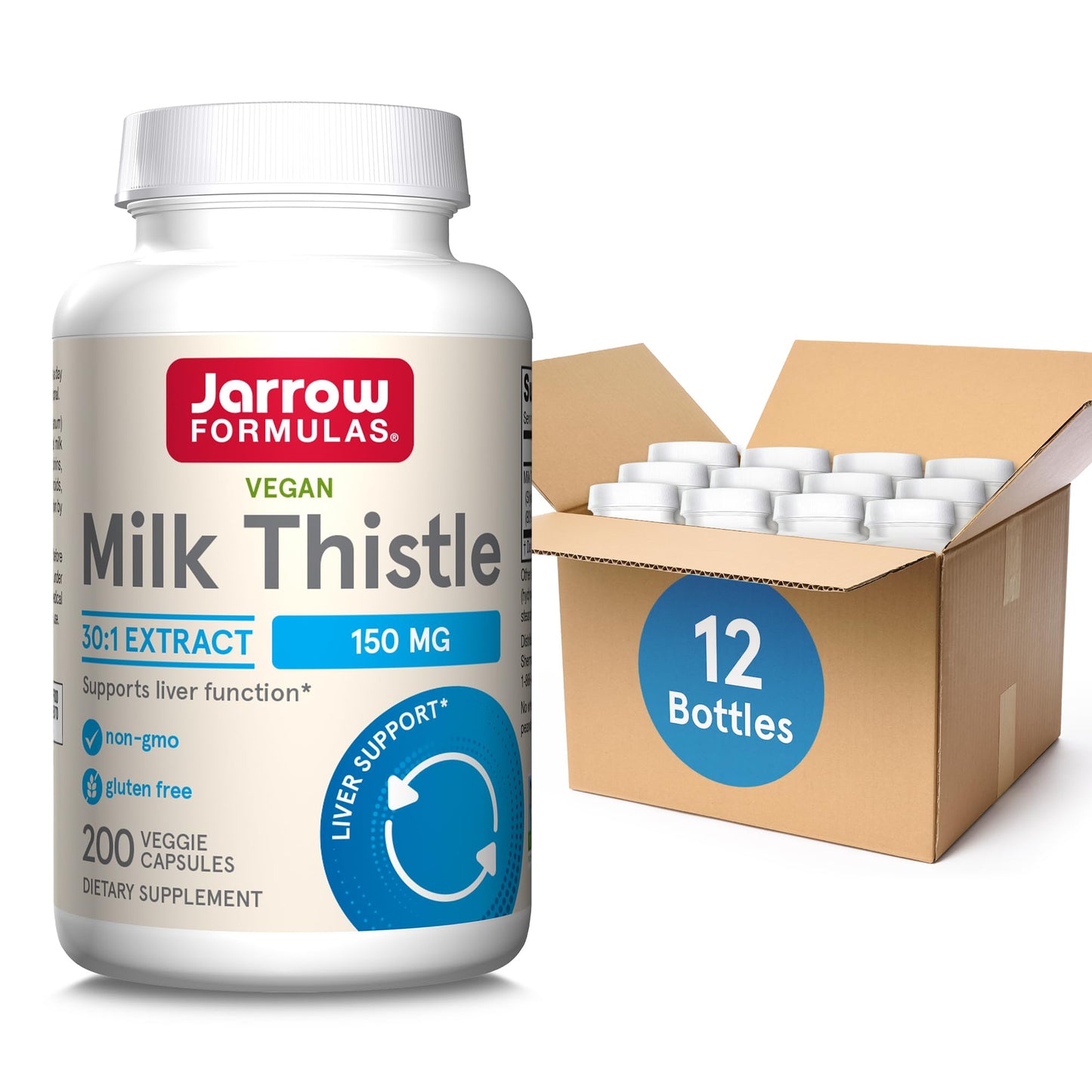 Jarrow Formulas Milk Thistle 150 mg With 30:1 Standardized Silymarin Extract Capsules, 2400 Count