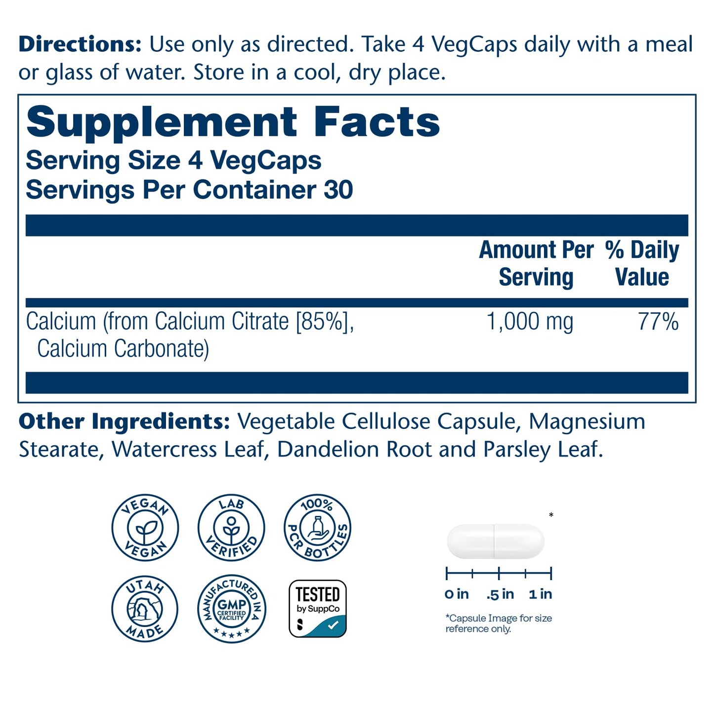 Solaray Calcium Citrate 1000mg Capsule 120 VegCaps