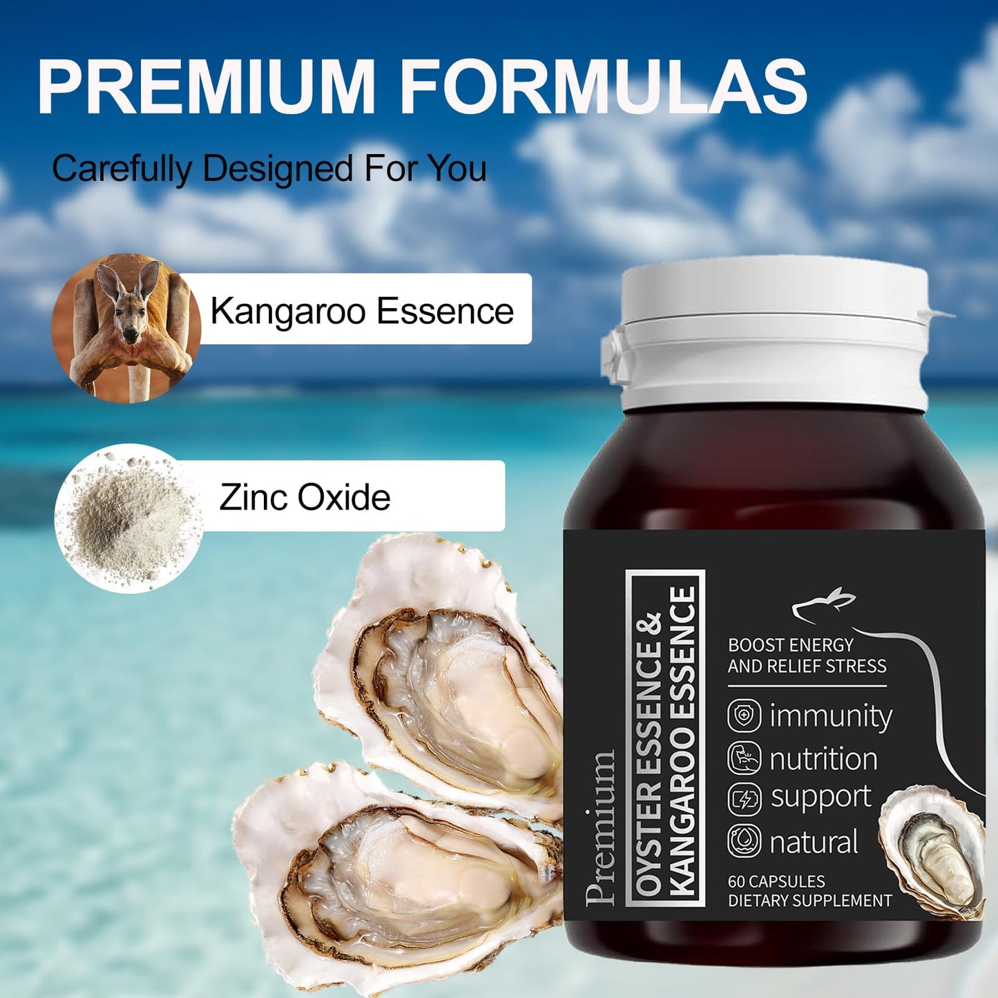 Peehss Oyster Extract Zinc Capsules, 60 Capsules