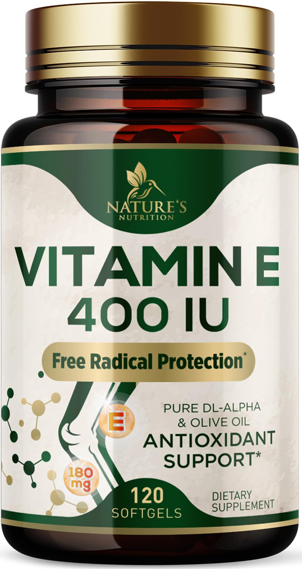 Nature's Nutrition Vitamin E 180mg DL-Alpha Softgels 120 Count