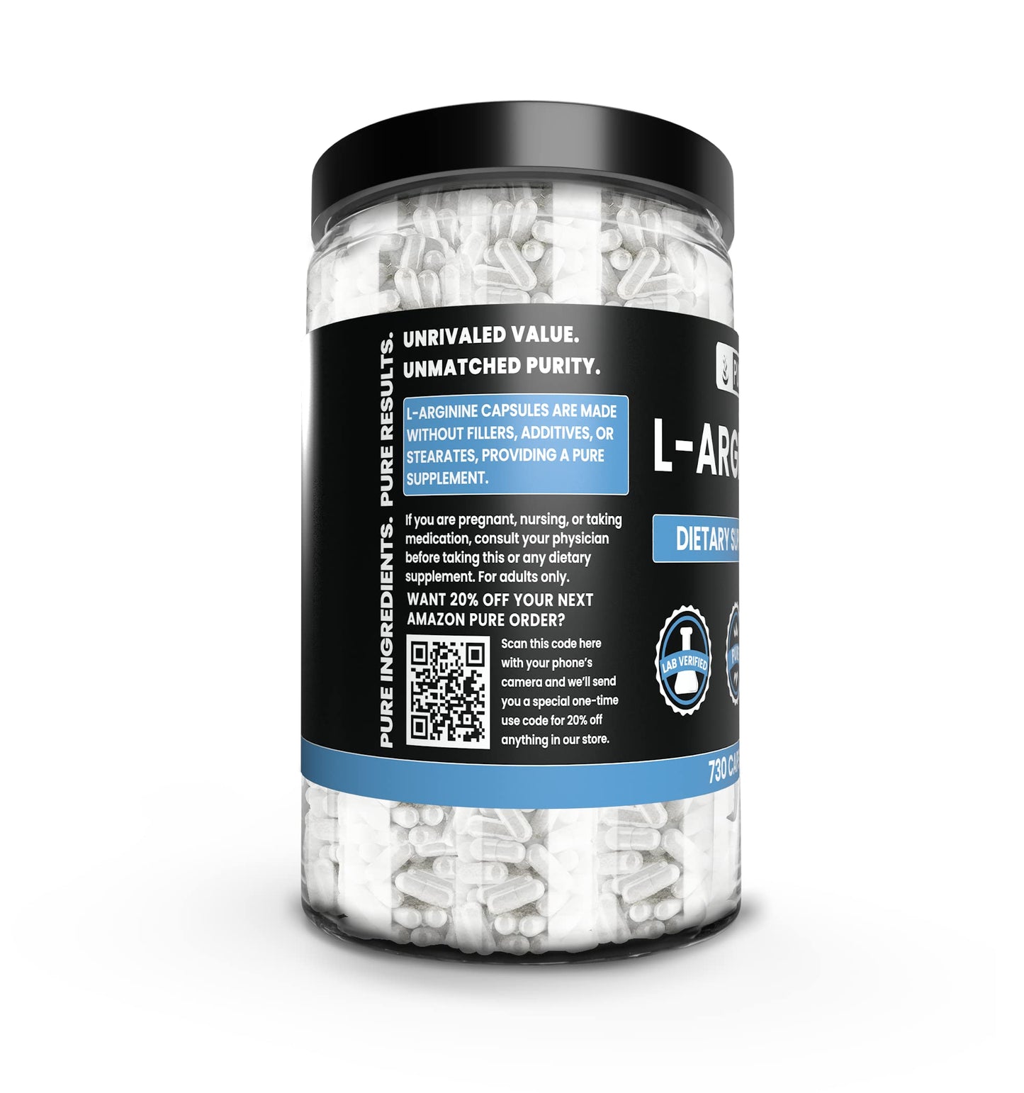 Pure Original Ingredients L-Arginine Capsules 730