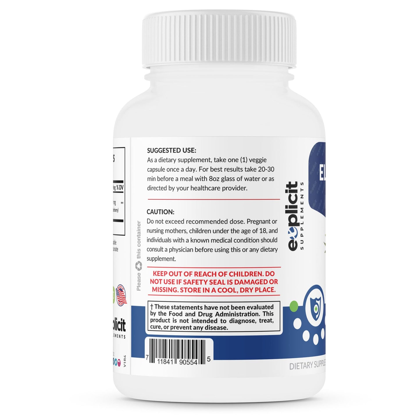 eXplicit Supplements All Natural Elderberry Supplement Capsules 60 Count