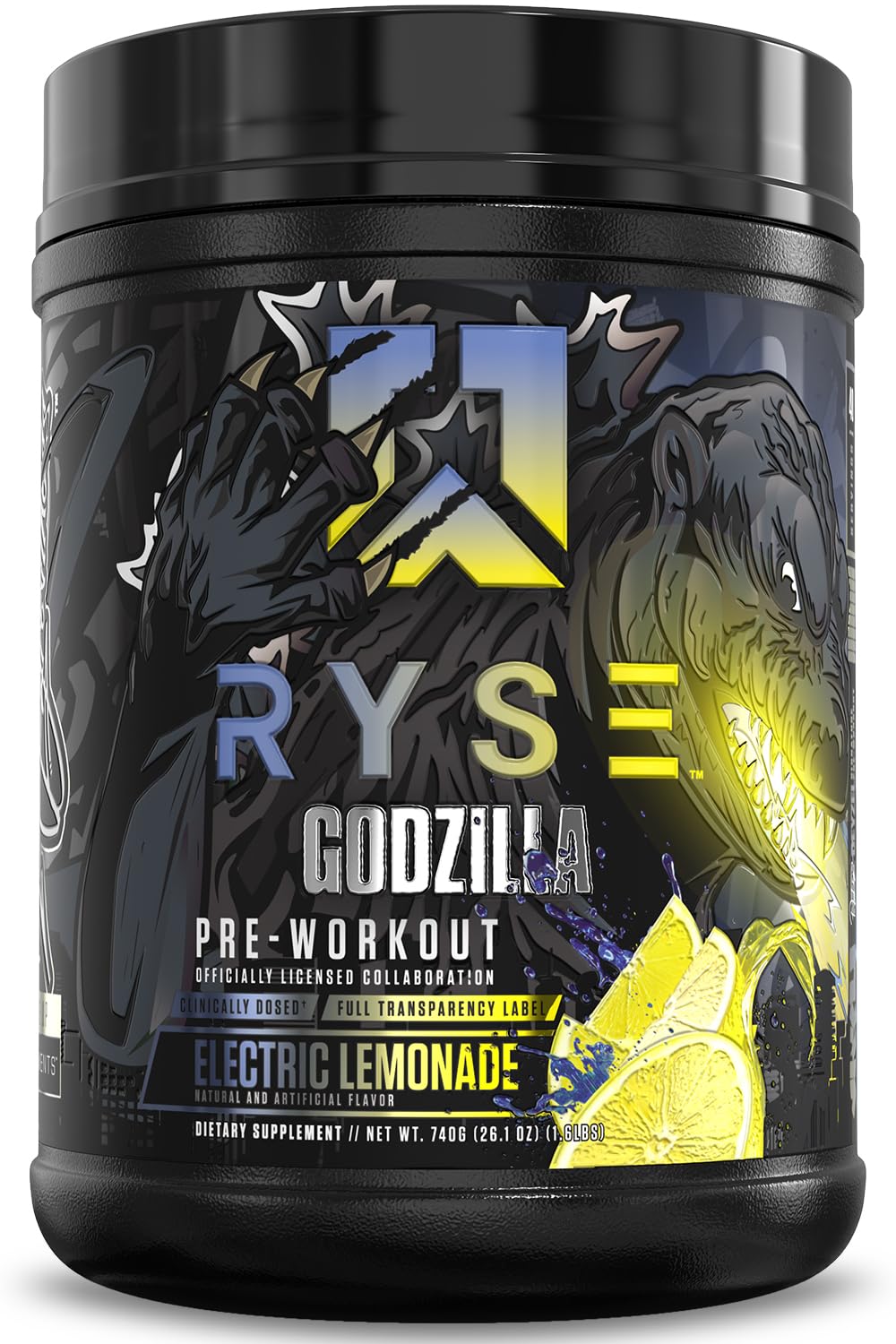 RYSE Up Supplements Godzilla X Noel Deyzel Pre Workout Powder, Electric Lemonade, 1.6 Pound
