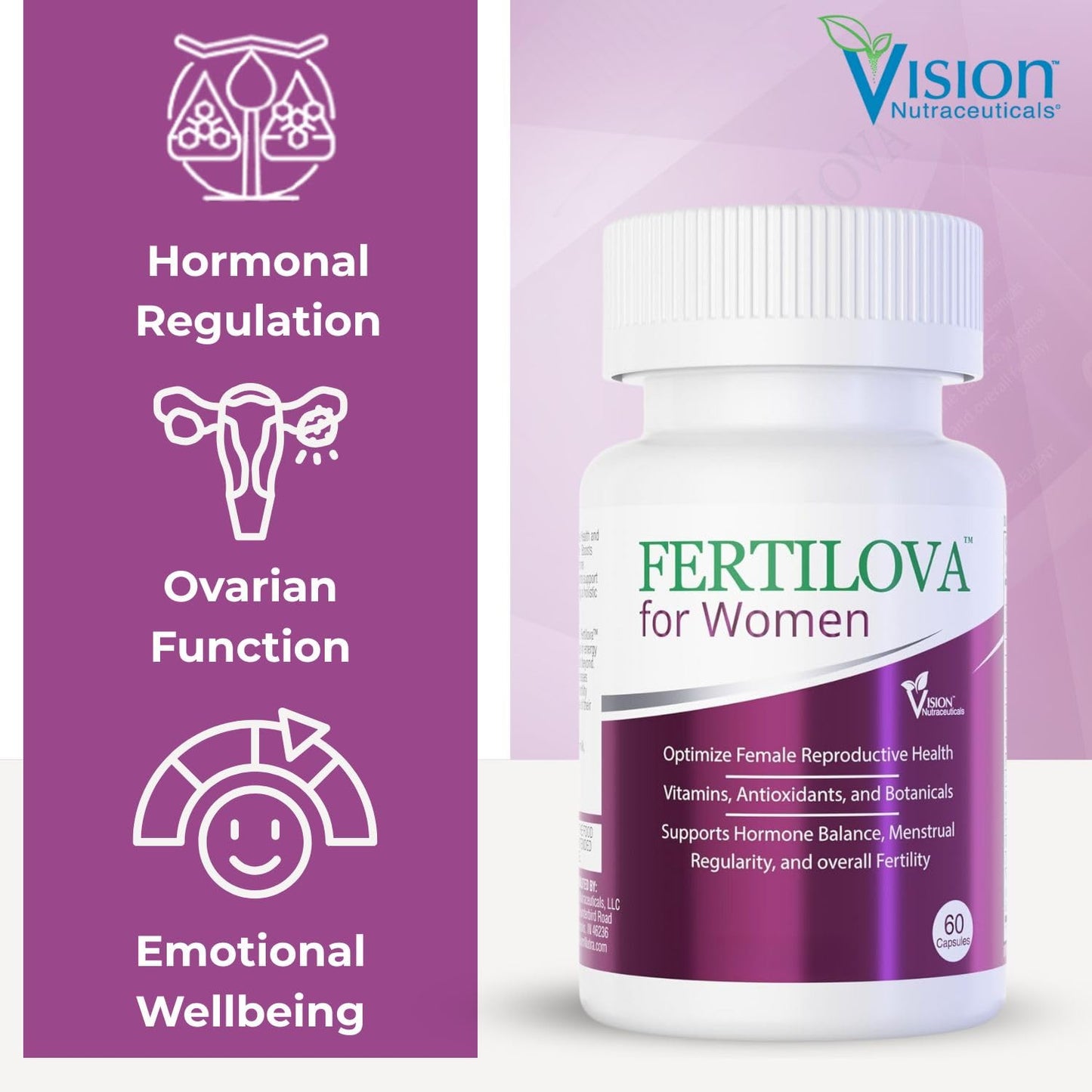 Vision Nutraceuticals Fertility Support Supplement for Women Capsules 60 Count