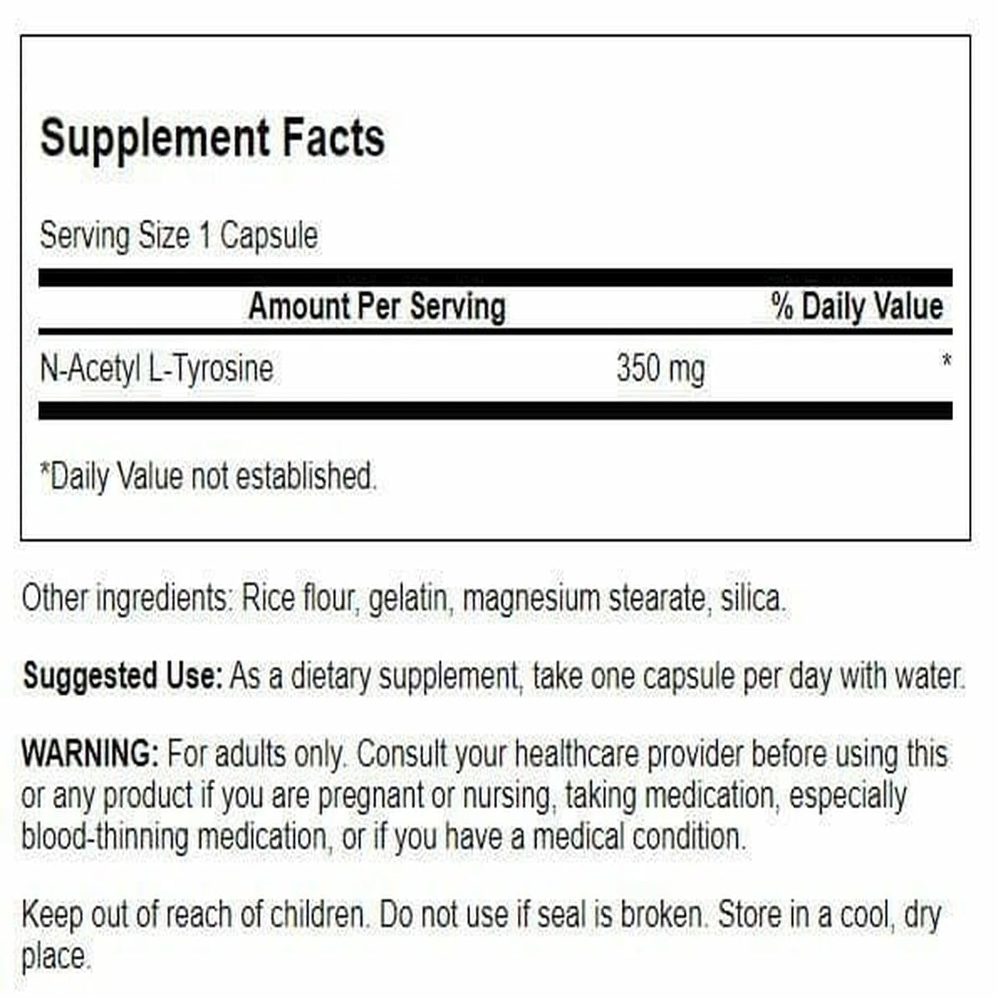 Swanson N-Acetyl L-Tyrosine Vegan Capsules, 60 Count