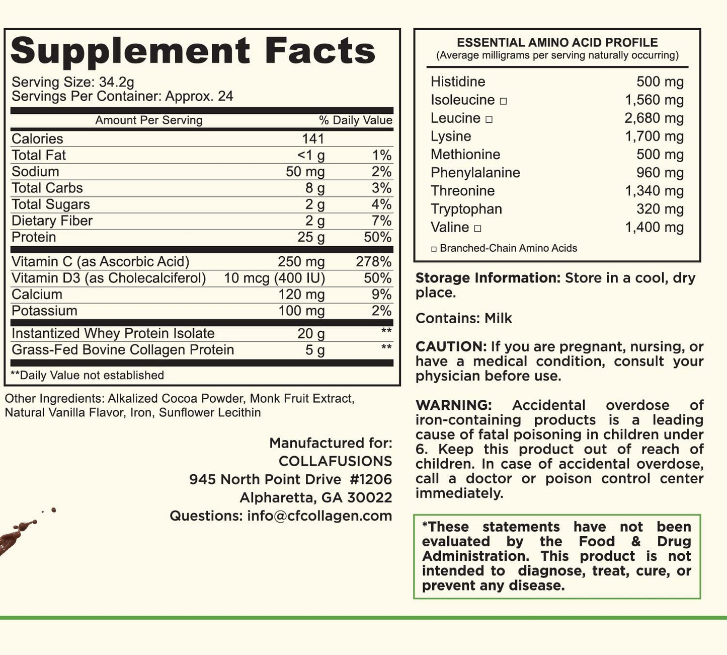 CollaFusions Whey Protein Isolate Powder with 5g Collagen Peptides and Vitamin C & D, Chocolate - 29 Servings