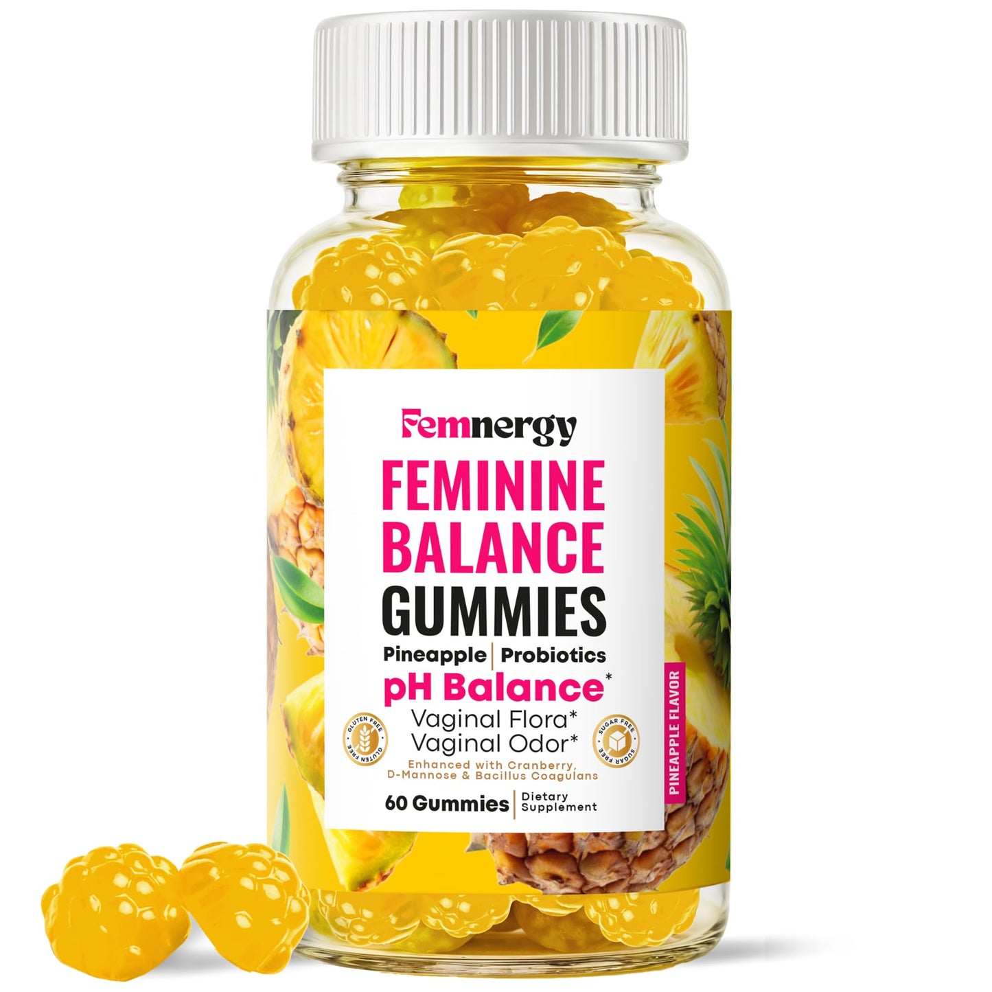 Femnergy Feminine Balance Probiotic Gummies for Women, 60 Count
