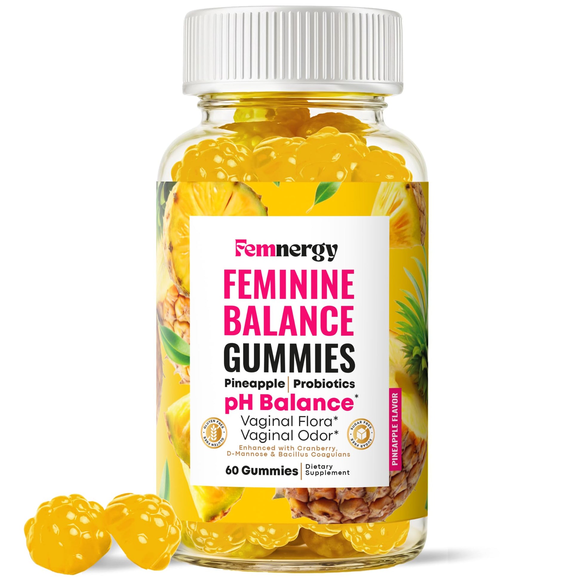 Femnergy Feminine Balance Probiotic Gummies for Women, 60 Count