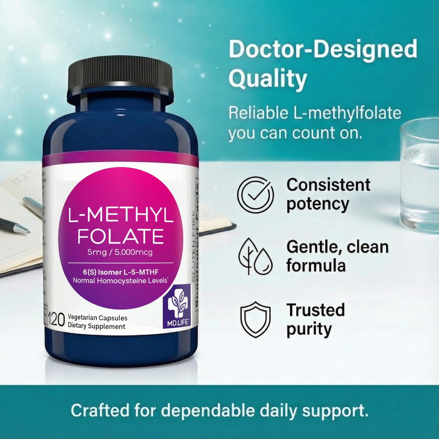 MD.LIFE L-Methylfolate 5 mg Capsule 90 Count