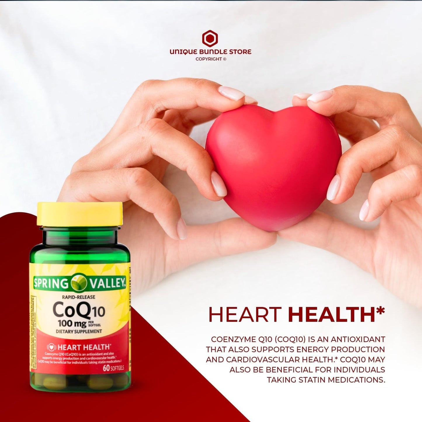 Unique Bundle Store CoQ10 100mg Softgel, 60 Count