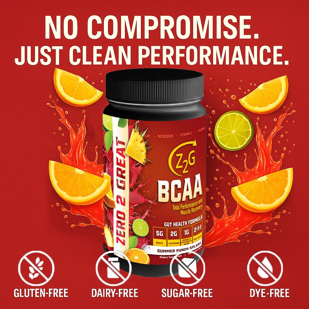 Z2G BCAA Powder – Summer Punch Splash, 10.23 Ounce