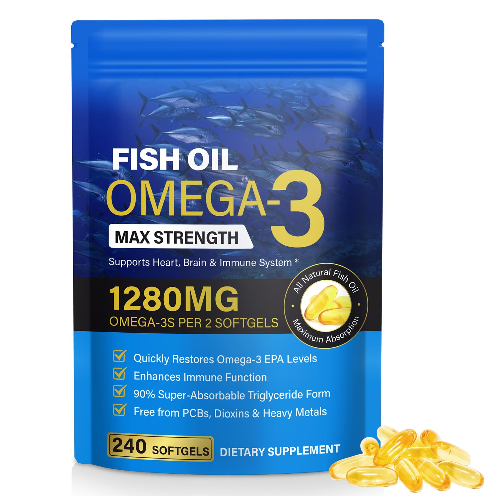 AEBEFBAW Omega 3 Fish Oil Softgel 240 Count