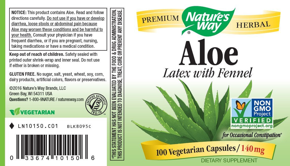 Nature's Way Aloe Latex with Fennel 140 mg Capsules, 600 Count