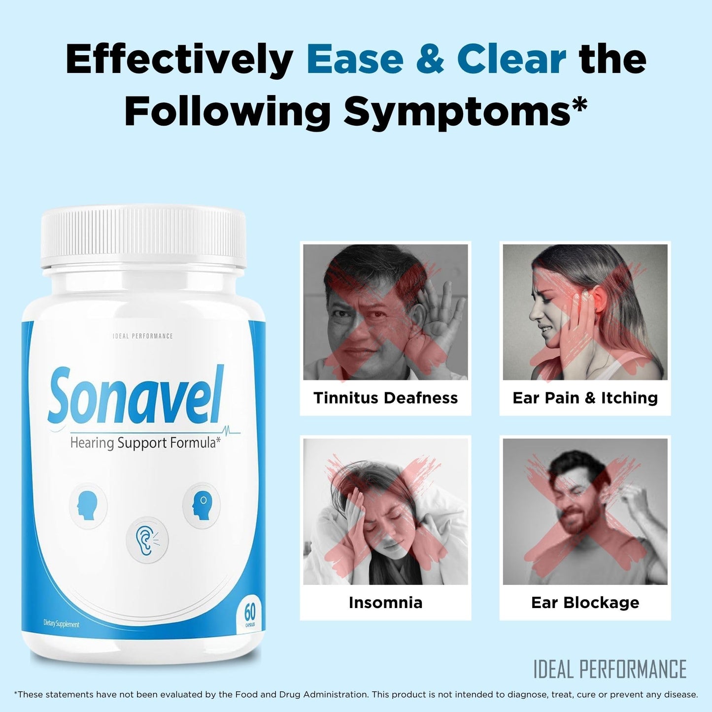 IDEAL PERFORMANCE Sonavel Hearing Support Formula Tinnitus Pills Supplement Capsule 180 Capsules