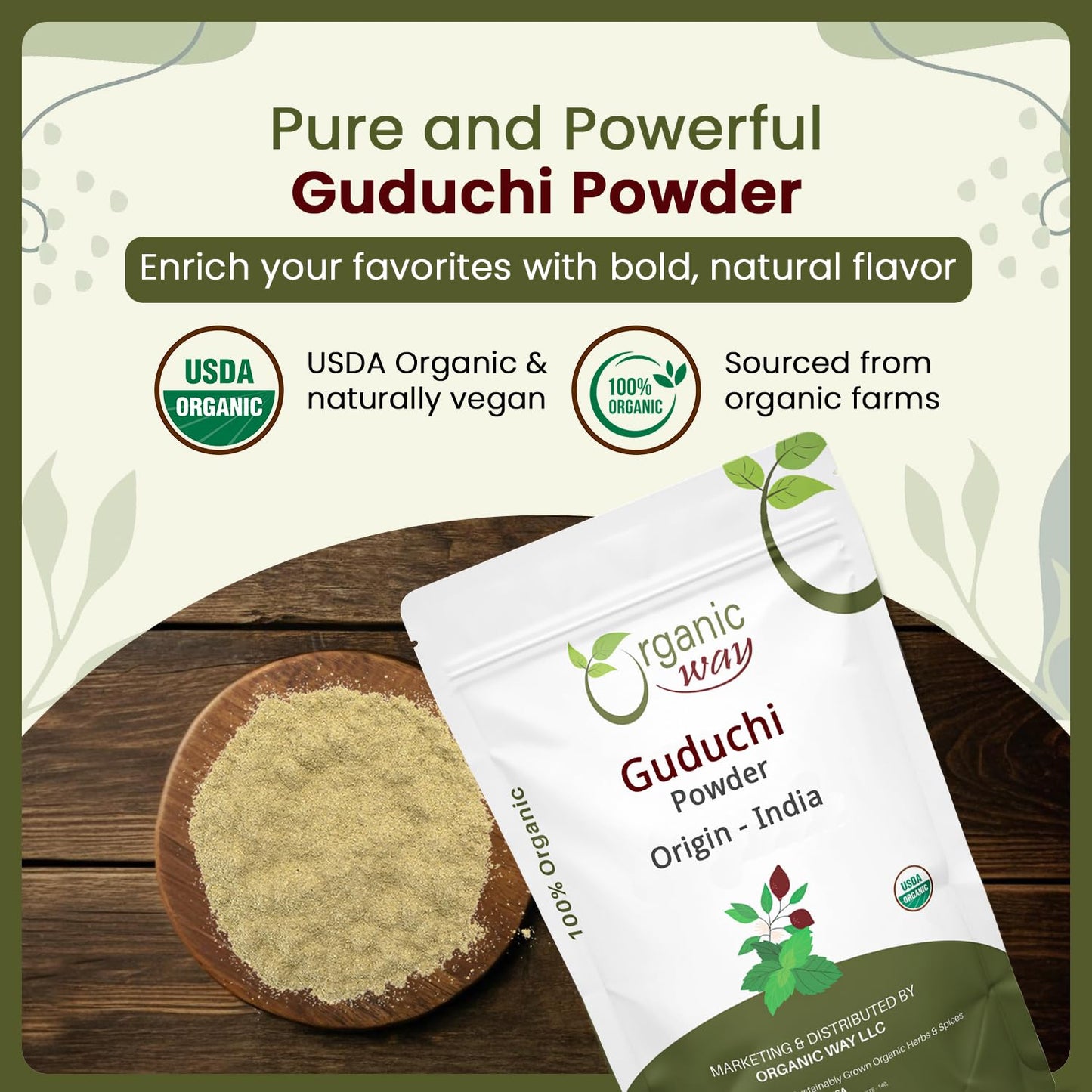 Organic Way Guduchi Powder (Tinospora cordifolia), 16 oz