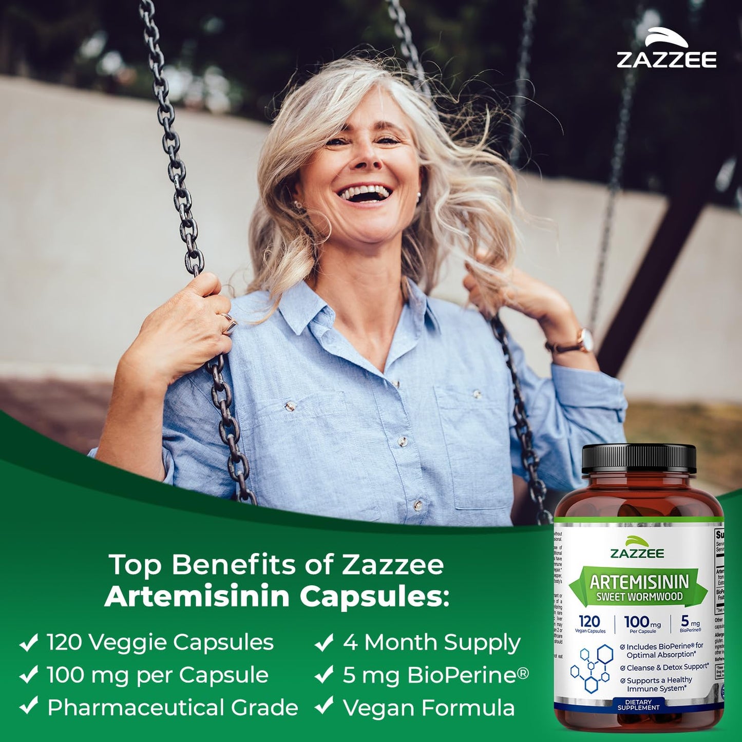 Zazzee High Absorption Artemisinin 100 mg per Capsule, 240 Capsules