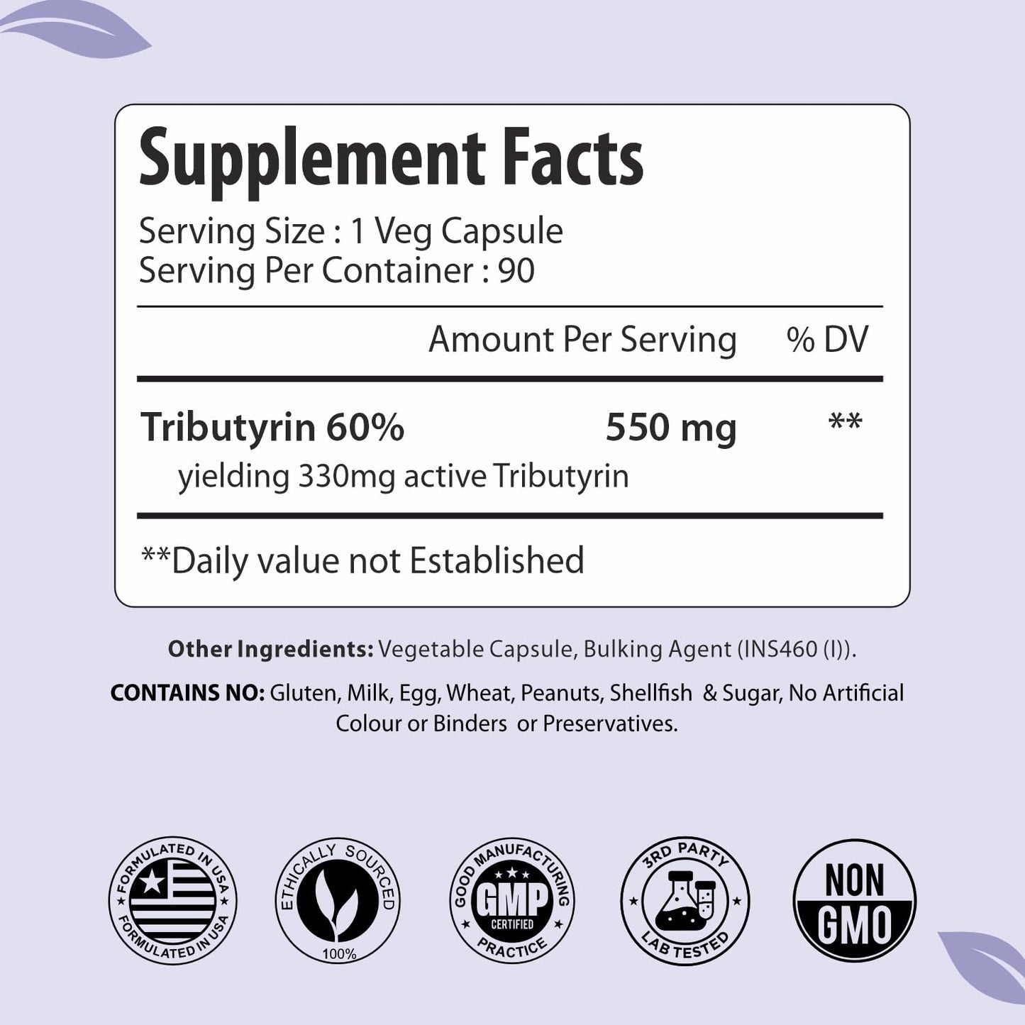 ForestVibe Tributyrin Supplement 550mg Capsule 90 Count