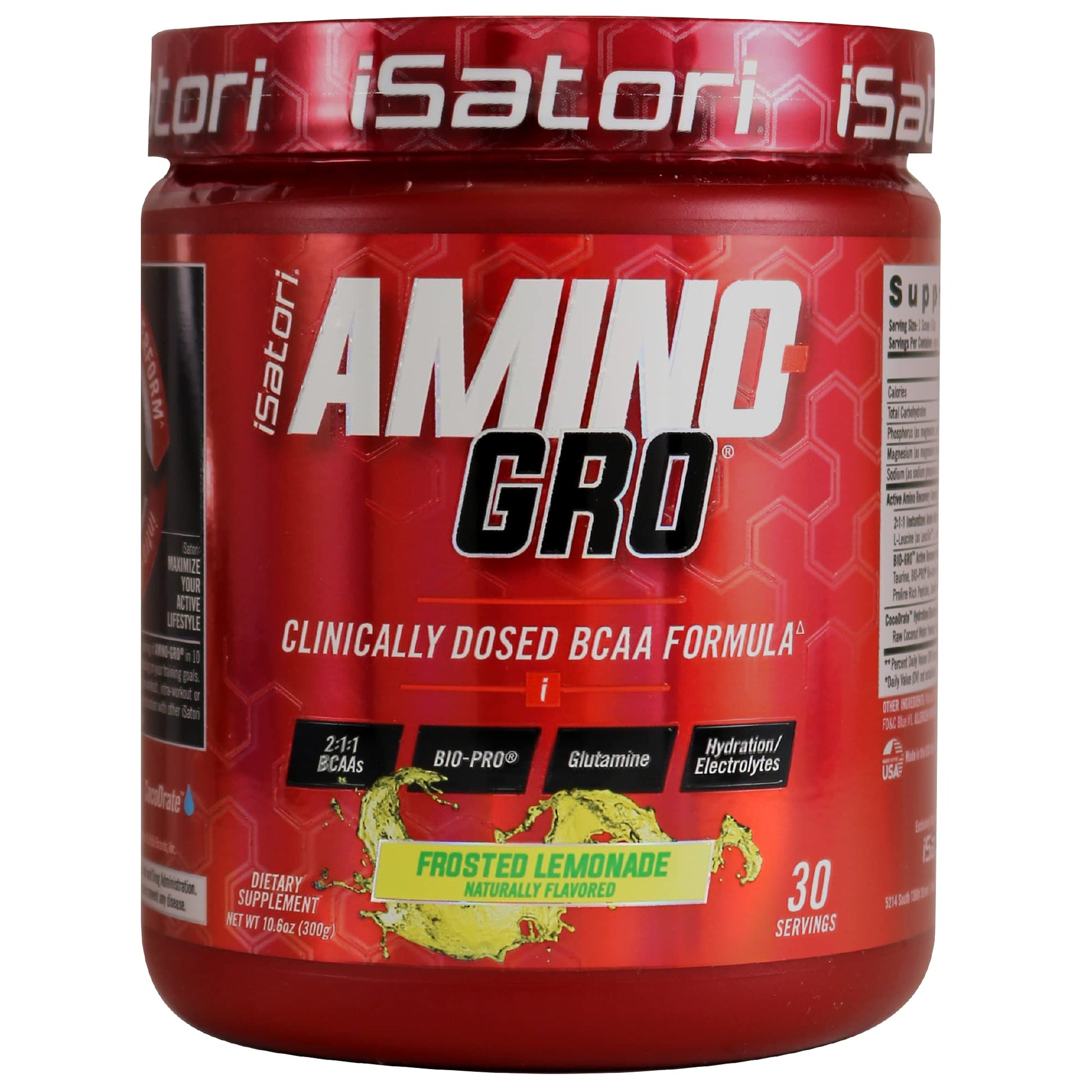 iSatori Amino-GRO BCAA Powder Frosted Lemonade Flavor 5.5 Ounces