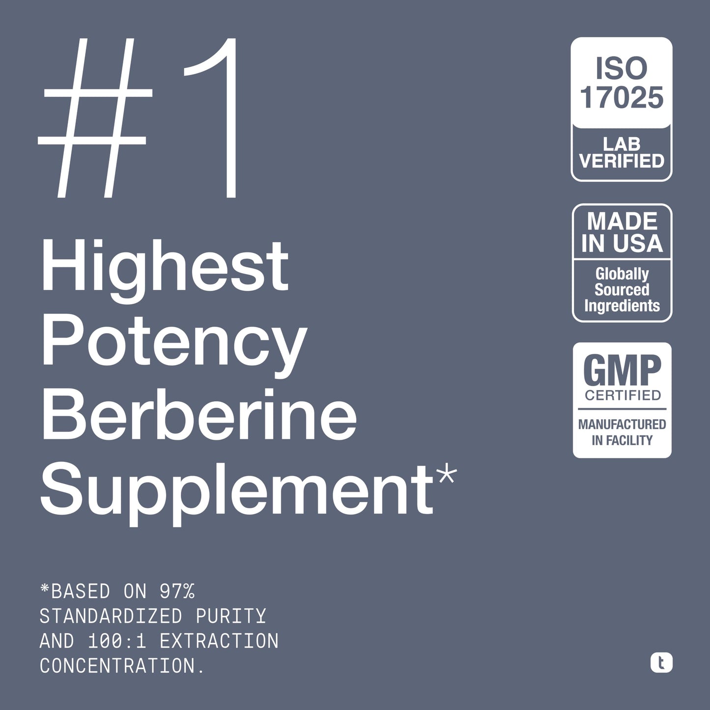 Toniiq Berberine HCl Capsules, 500 mg, 90 Count