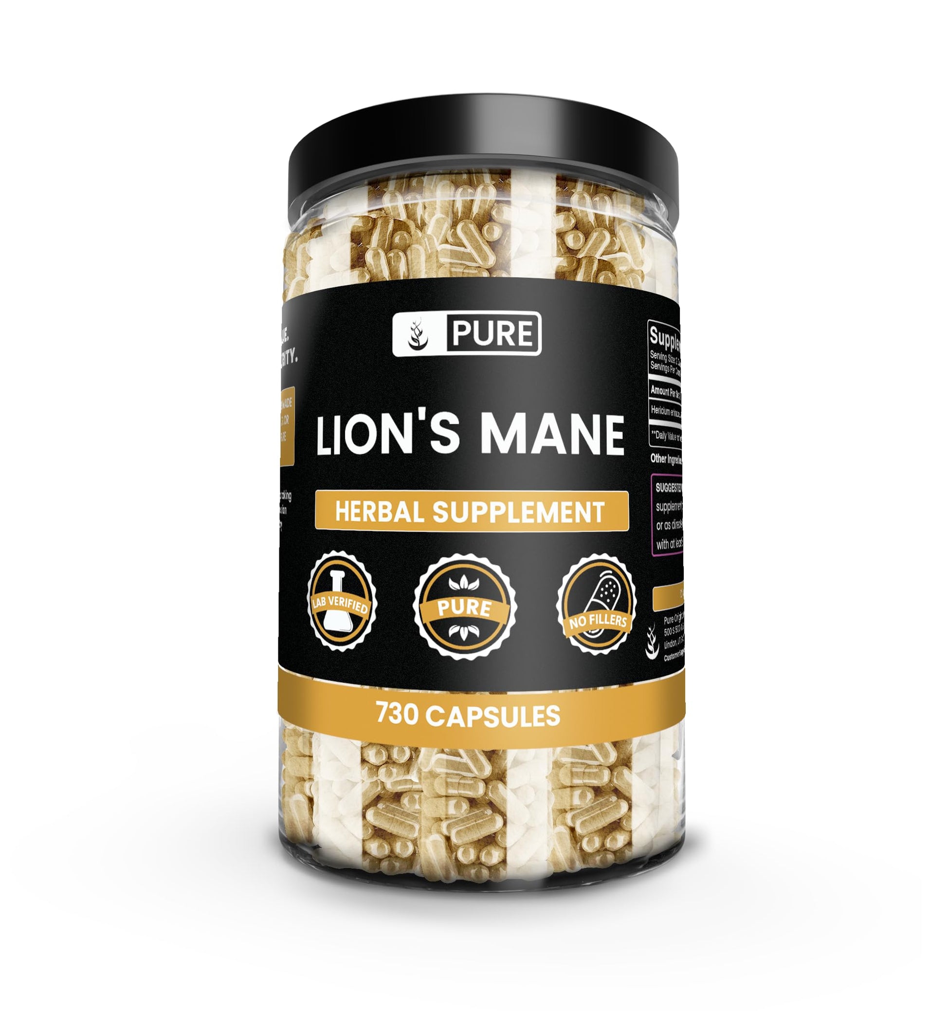 PURE ORIGINAL INGREDIENTS Lion's Mane Capsules 730