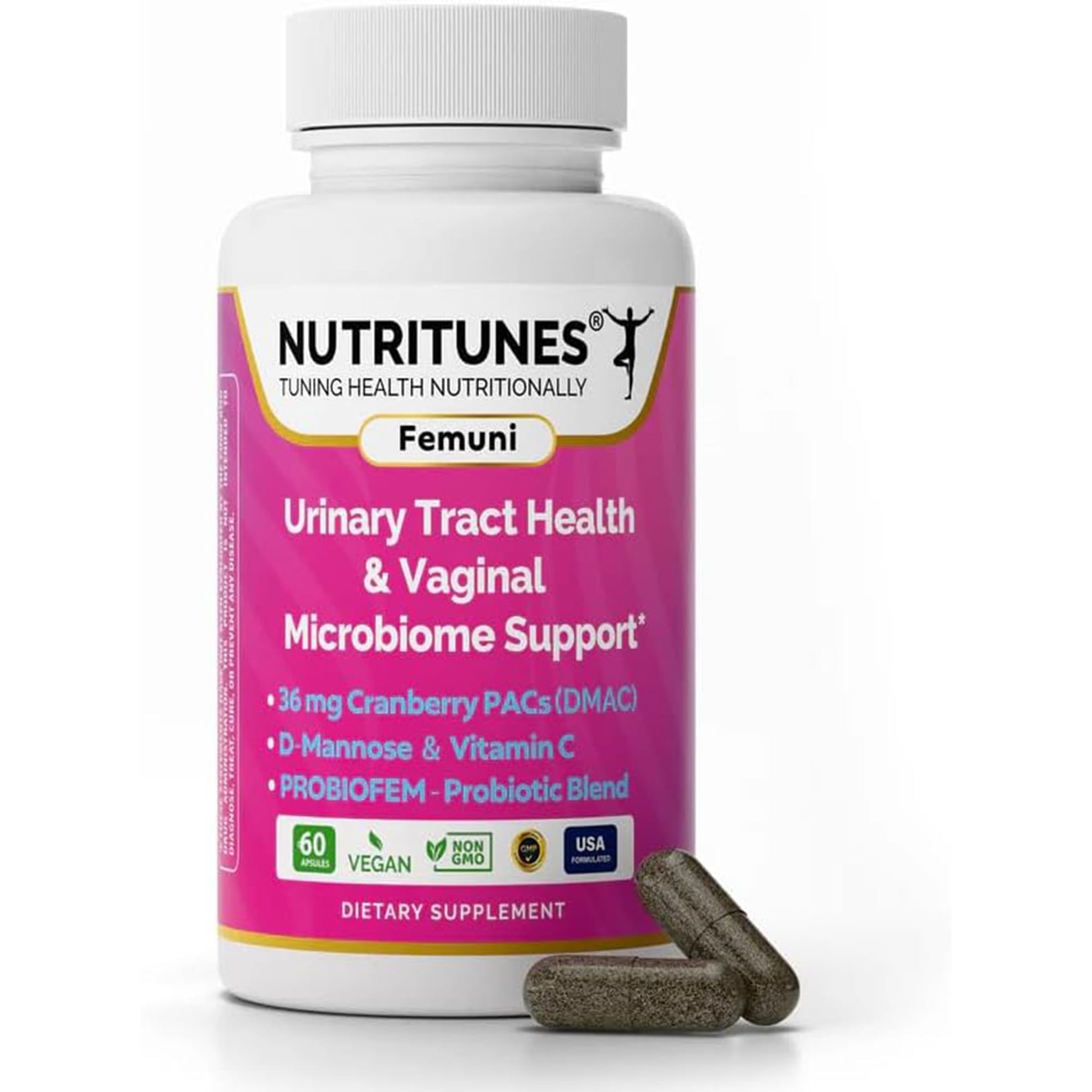 Nutritunes Femuni UTH Urinary Tract Health Supplement for Women, 60 Capsules