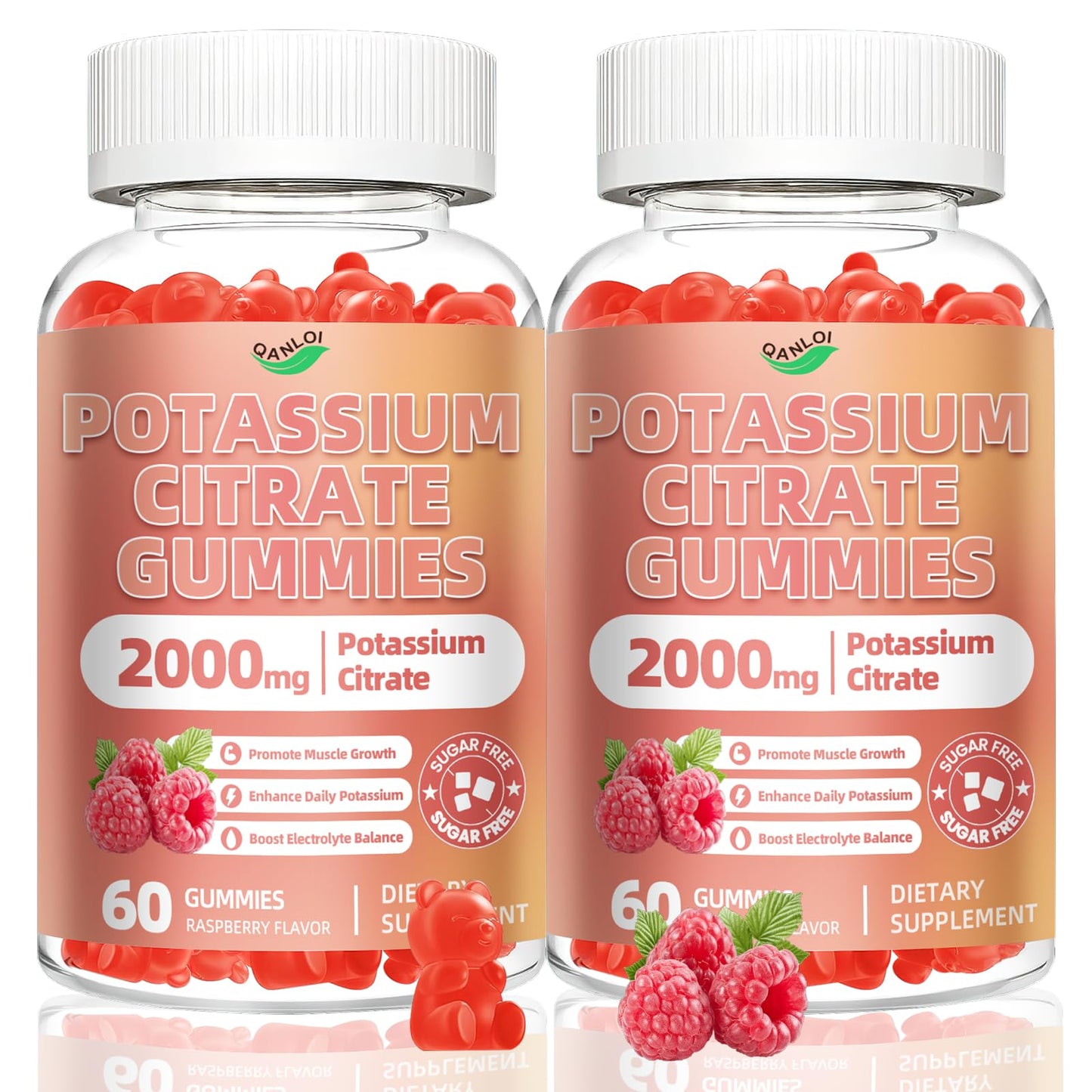 QANLOI Potassium Citrate 2000mg Potassium Gummies for Adults 120 Count