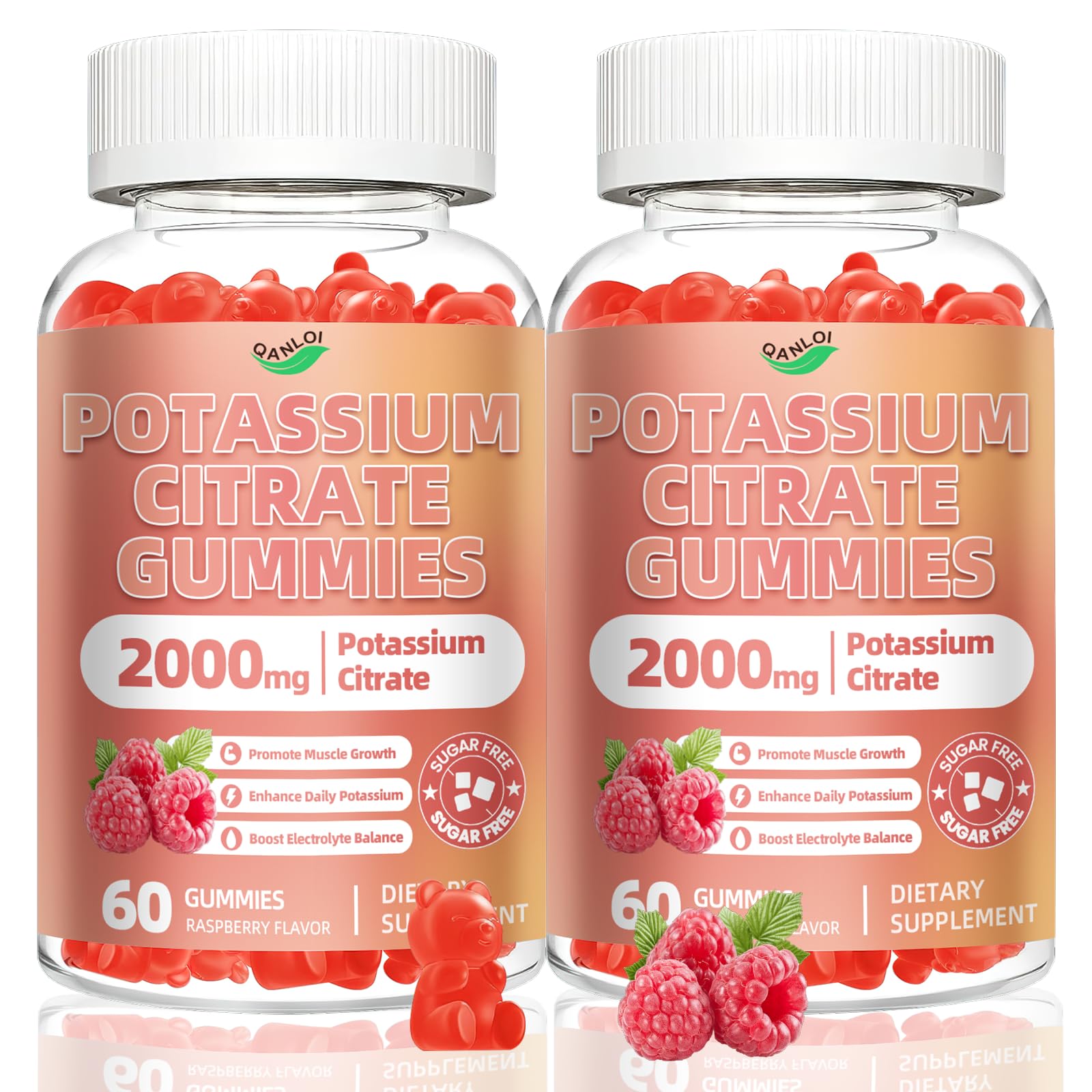 QANLOI Potassium Citrate 2000mg Potassium Gummies for Adults 120 Count
