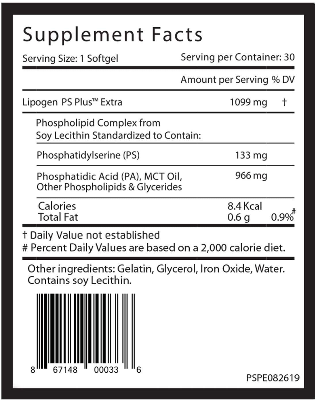 Lipogen PS Plus Extra Brain Booster Supplement Softgels 60