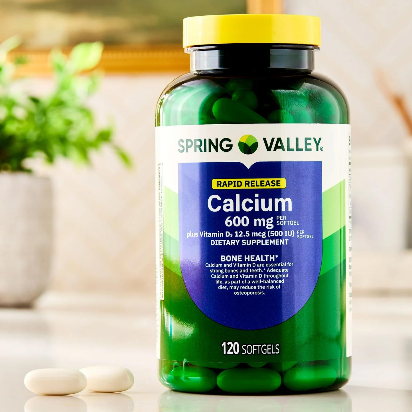 SUREFECT Spring Valley Calcium 600mg + Vitamin D3 1000IU Softgels 120