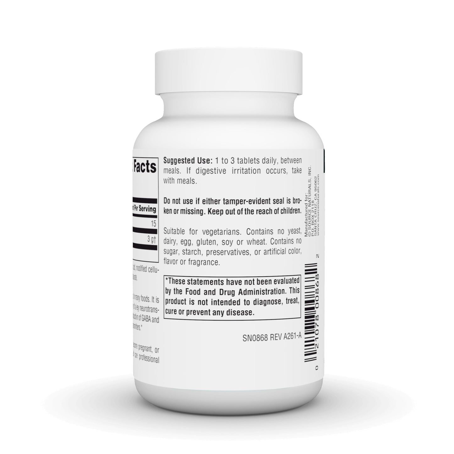 Source Naturals L-Pyroglutamic Acid 1000 mg Tablets, 60 Count
