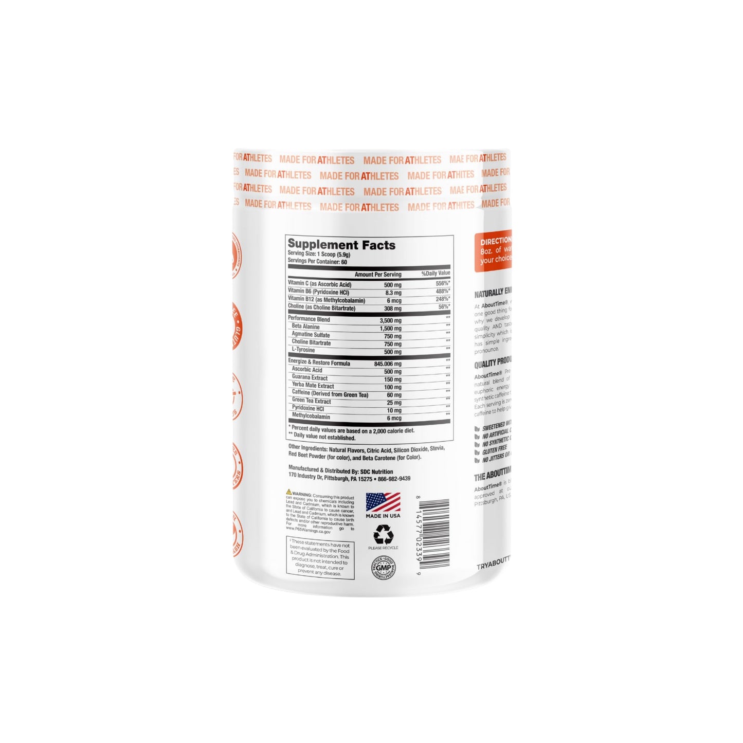 About Time Pre Workout Energy + Focus Powder 12.4 Ounce