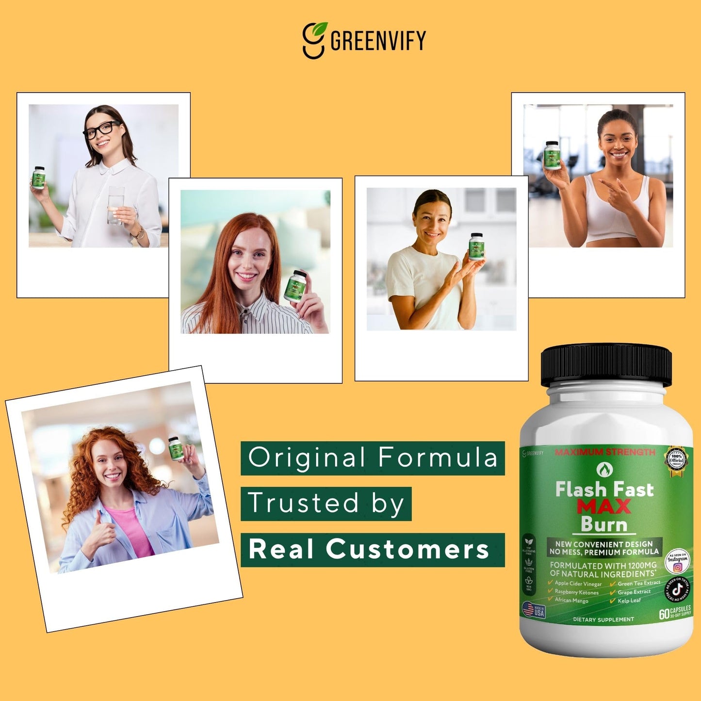 GREENVIFY Flash Fast Max Burn Dietary Supplement Capsule, 60 Capsules