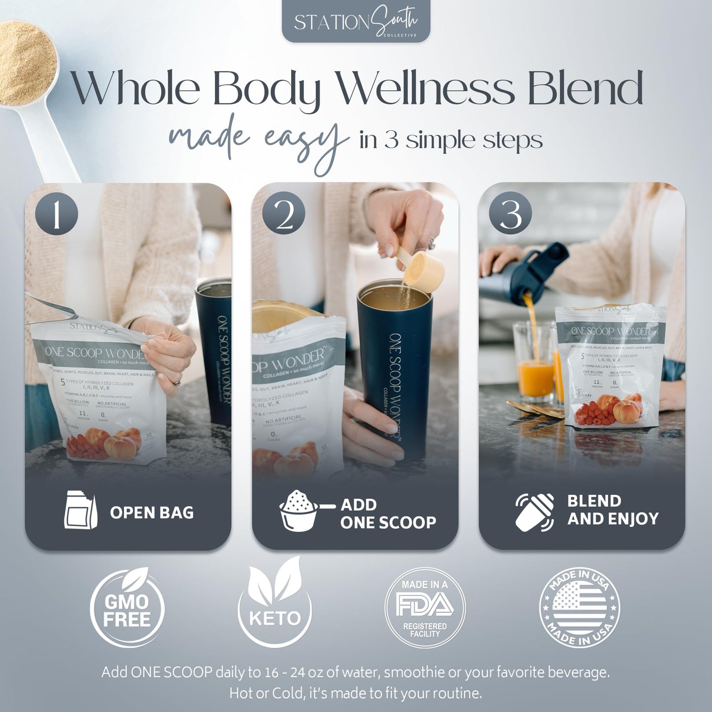 Station South Collective ONE SCOOP WONDER Whole Body Wellness Blend Powder 16